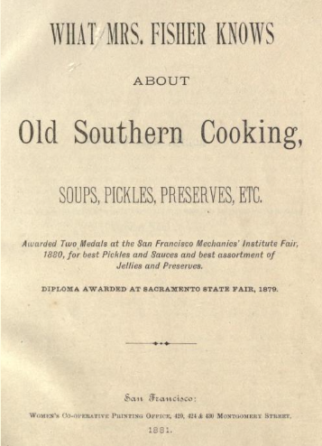 What Mrs Fisher Knows About Old Southern Cooking — cover scan from archive.org
