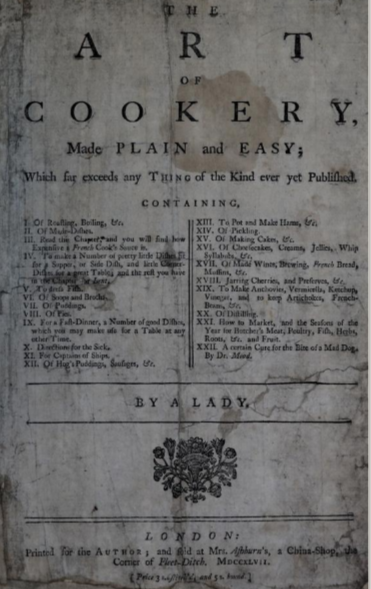 The Art of Cookery Made Plain and Easy — cover scan from archive.org
