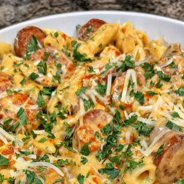 One-Pot Cajun Sausage Penne Alfredo — recipe by Instagram
