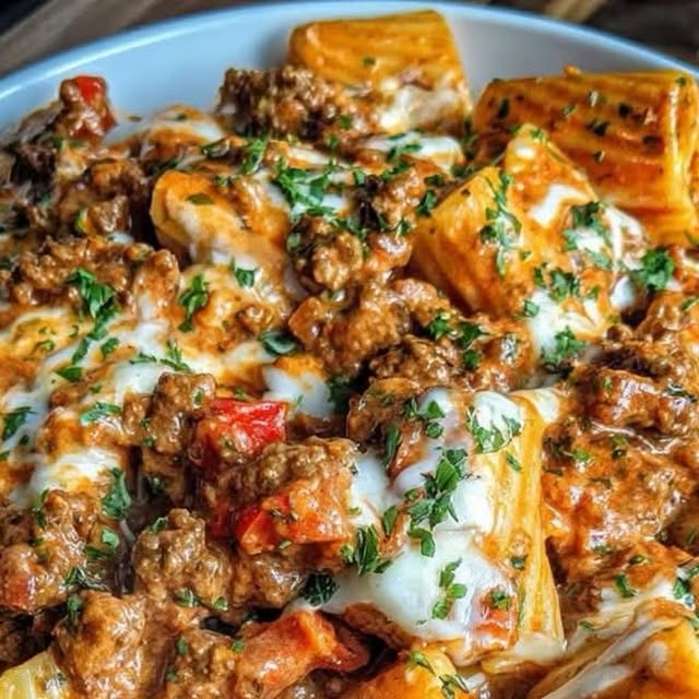 Creamy Beef & Cheesy Rigatoni — recipe by Instagram