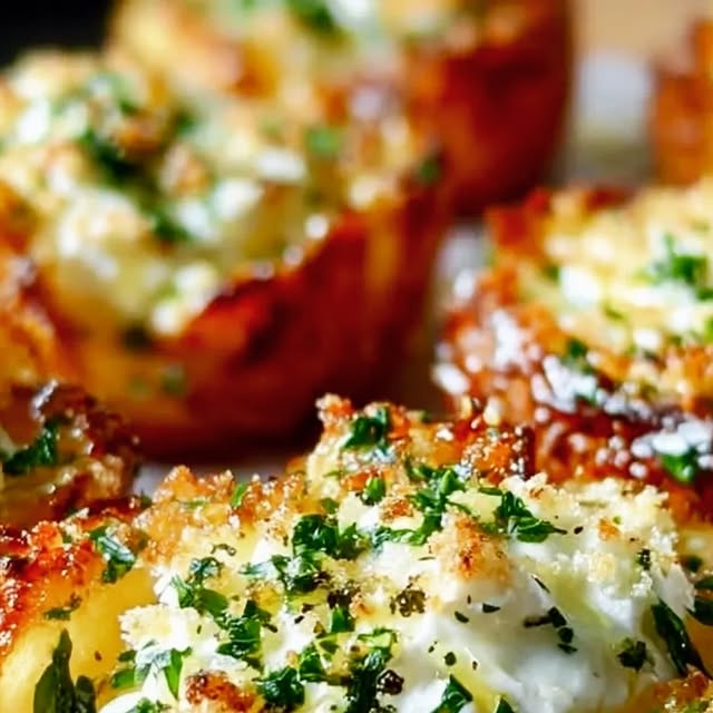 Crispy Parmesan Smashed Potatoes with Feta Cream and Honey Drizzle — recipe by Instagram