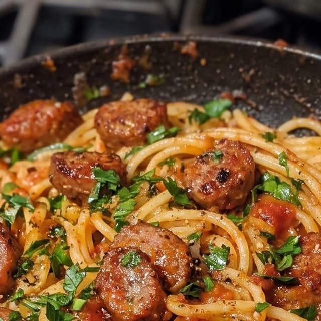 Garlic Butter Smoked Sausage Spaghetti — recipe by Instagram