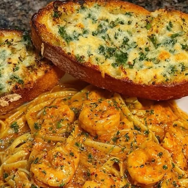 Creamy Cajun Shrimp Pasta with Garlic Bread — recipe by Instagram