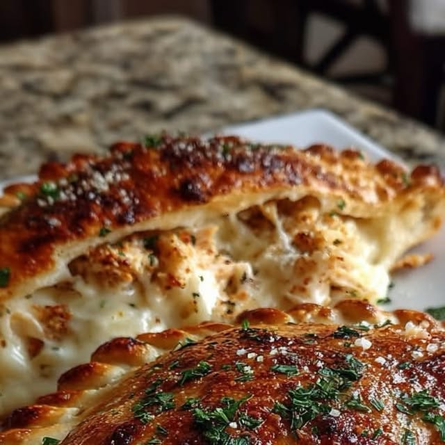 Crispy Cheesy Chicken Alfredo Air Fryer Calzones — recipe by Instagram