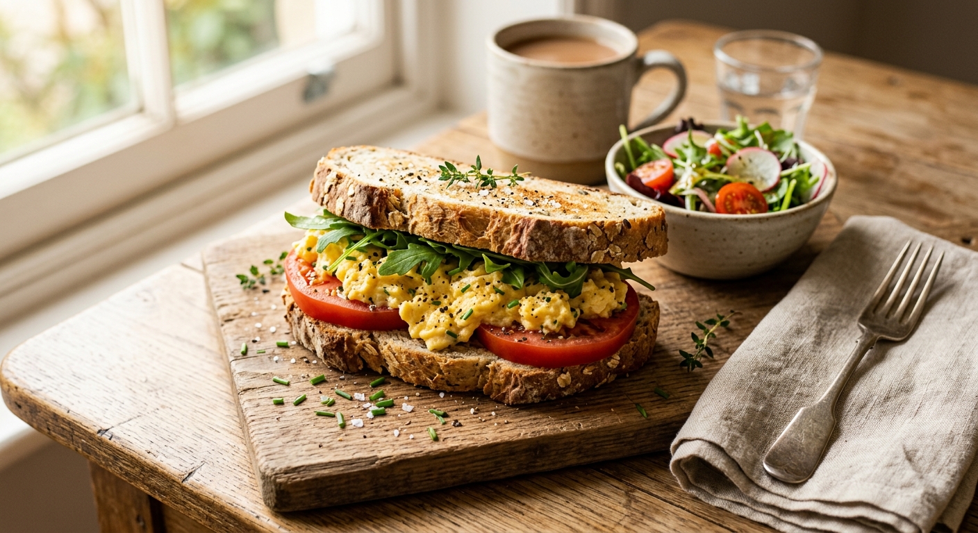 Irish Soda Bread Sandwich with Egg & Tomato — recipe by RecipeFiler