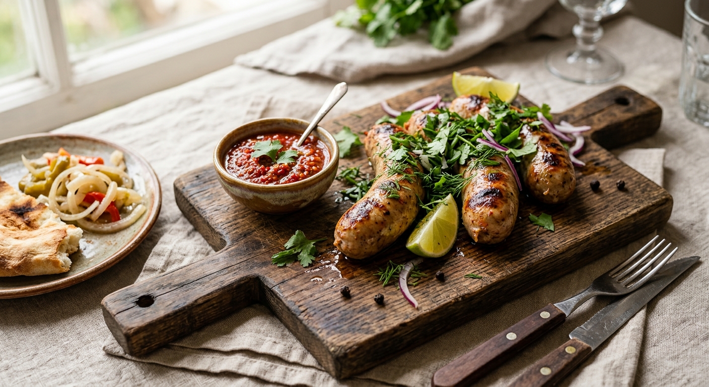 Kupati with Adjika and Fresh Herbs — recipe by RecipeFiler