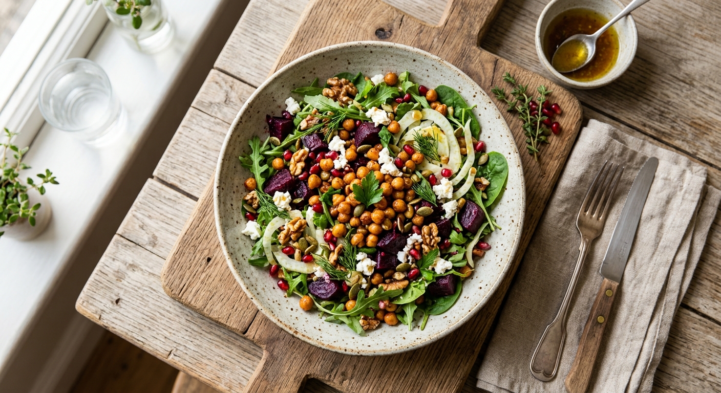 Canadian Maple Roasted Chickpea and Beetroot Salad — recipe by RecipeFiler