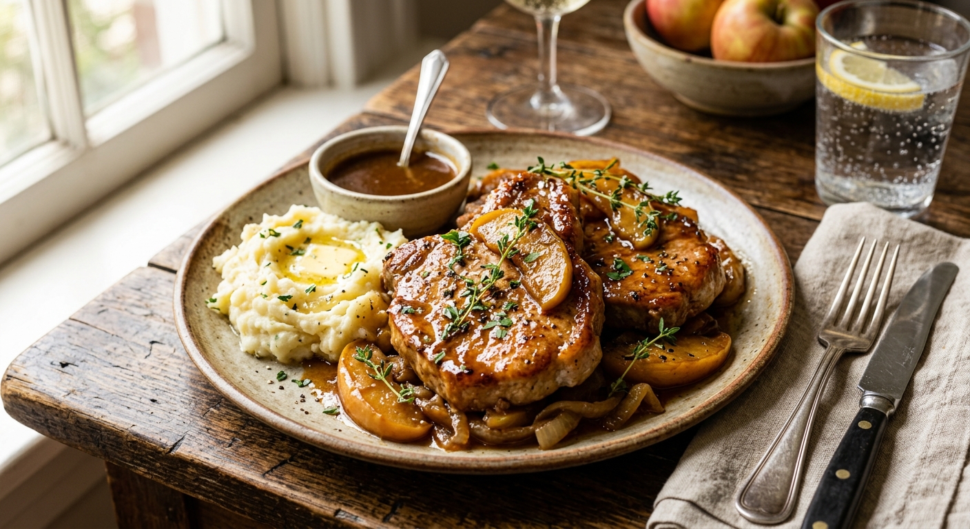 Caramel Apple Braised Pork Cutlets — AI-generated headline for Instagram