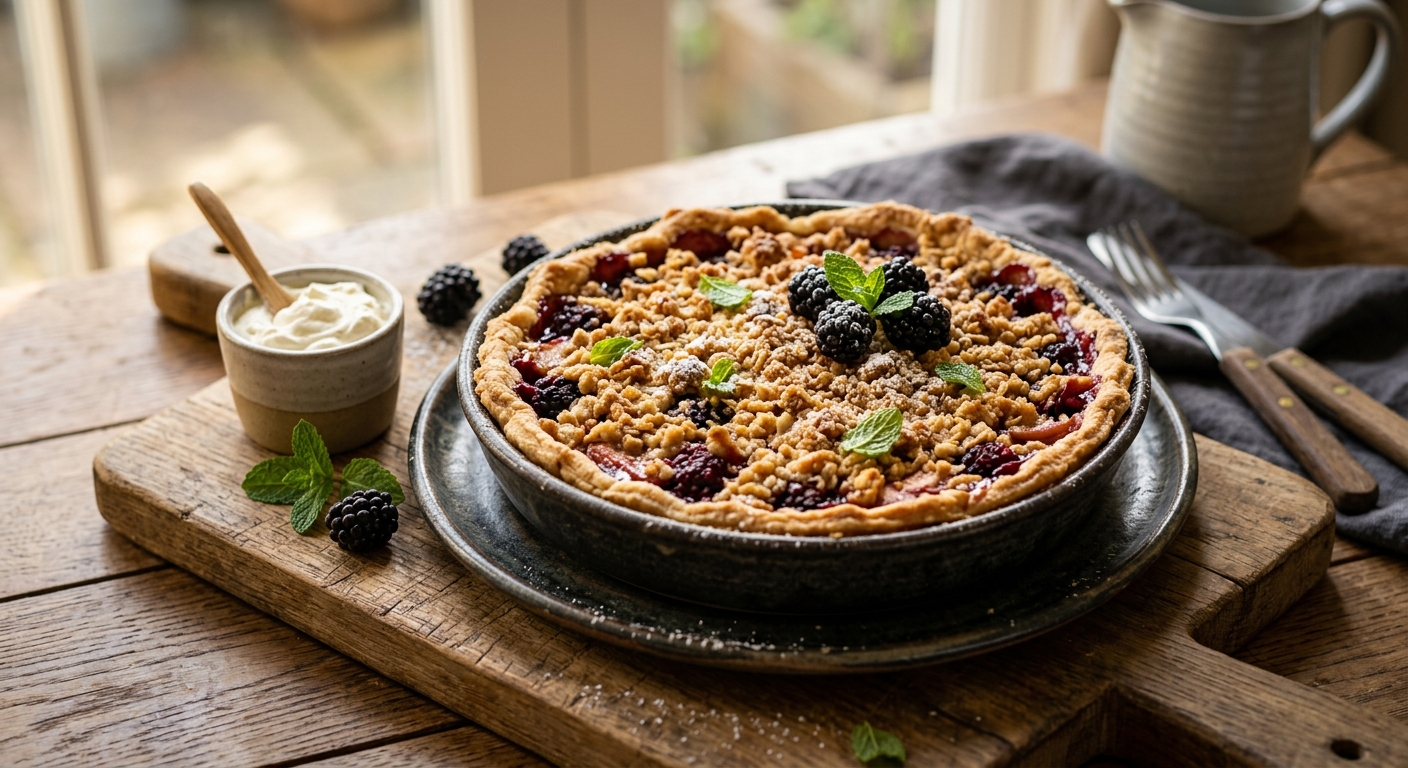 Irish Apple and Blackberry Crumble Tart — recipe by RecipeFiler