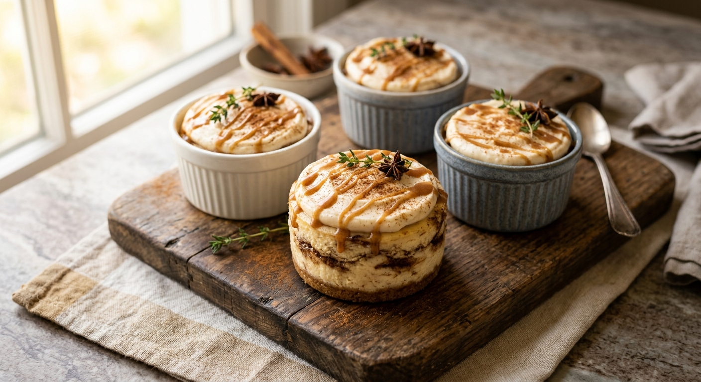 Cinnamon Swirls Cheesecake Cups With Cream — AI-generated headline for Instagram