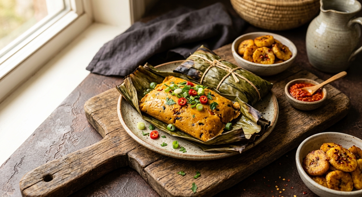 Koki Beans — Cameroonian Steamed Black-Eyed Pea Pudding — AI-generated headline for RecipeFiler