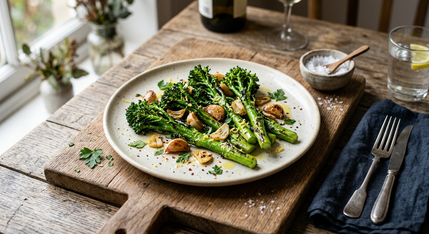 Tenderstem Broccoli and Garlic — AI-generated headline for J_C
