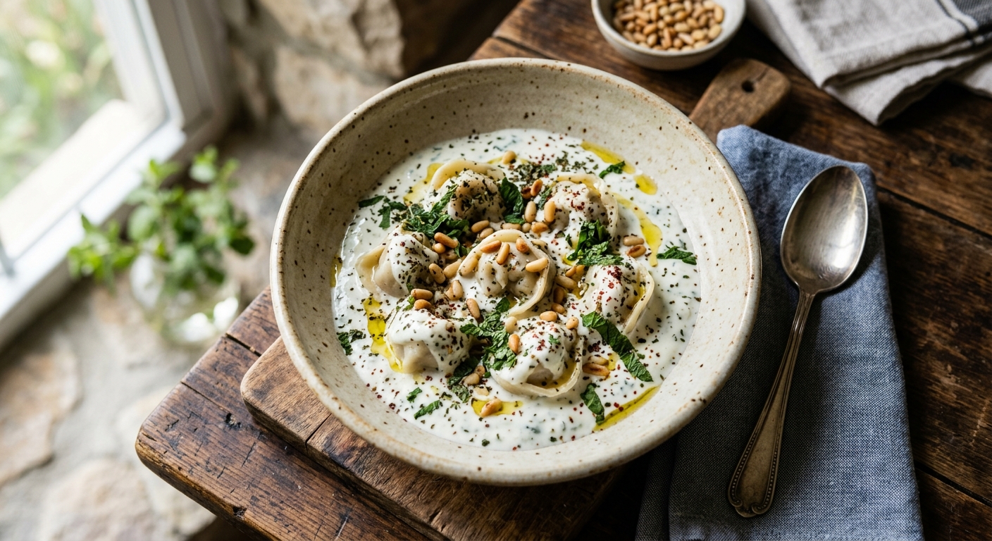 Shish Barak — Lebanese Lamb Dumplings in Yoghurt Sauce — AI-generated headline for RecipeFiler