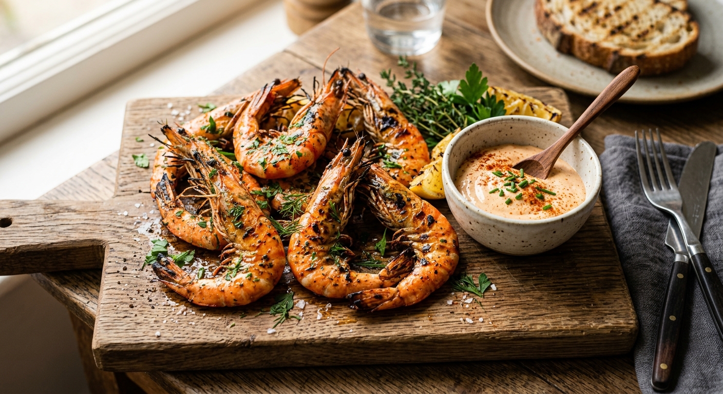 BBQ’d King Prawns and Homemade Paprika Mayo — recipe by Instagram