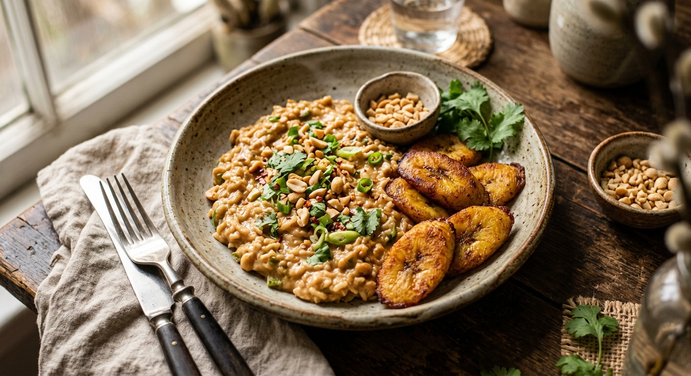 Peanut Butter Rice with Fried Plantain — AI-generated headline for RecipeFiler