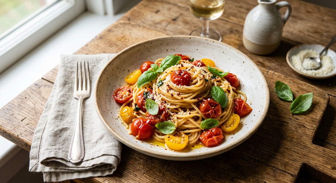 Spaghetti ai Pomodorini (Cherry Tomato Pasta) — AI-generated headline for Instagram