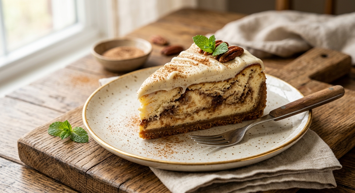 Cinnamon Swiss Roll Swirl Cheesecake Recipe — AI-generated headline for Instagram