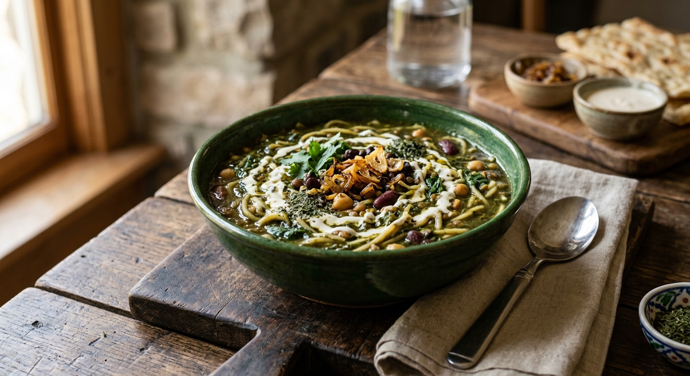 Ash-e Reshteh — Persian Noodle and Herb Soup — AI-generated headline for RecipeFiler