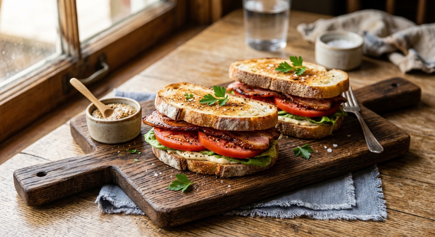 Toasted Canadian Peameal Bacon and Tomato Sandwiches — recipe by RecipeFiler