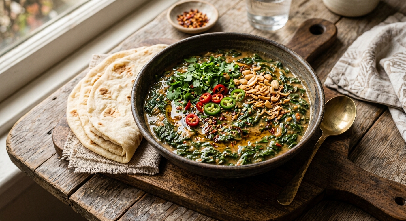 Malakwang — South Sudanese Greens and Peanut Stew — recipe by RecipeFiler