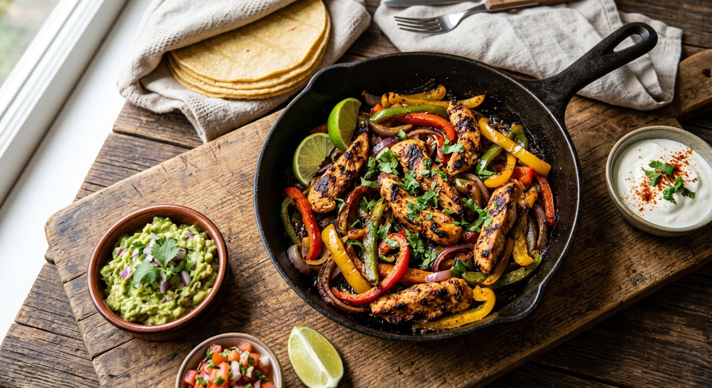 Skillet Chicken Fajitas with Peppers and Onions — AI-generated headline for RecipeFiler