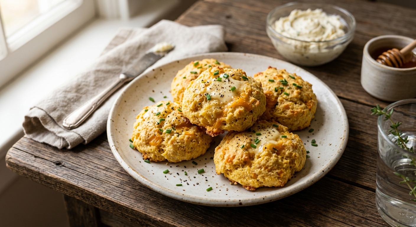 American Cornmeal and Cheddar Drop Biscuits — AI-generated headline for RecipeFiler