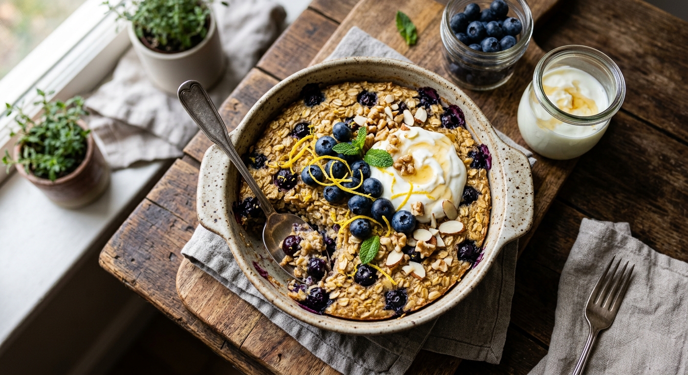 Lemon and Blueberry Baked Oats — AI-generated headline for Recipe_Filer
