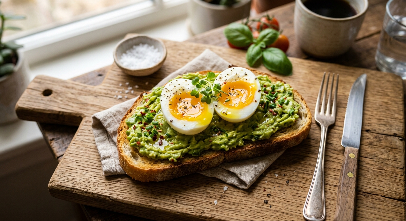 Creamy Avocado & Jammy Egg Toast π³ β AI-generated headline for Instagram