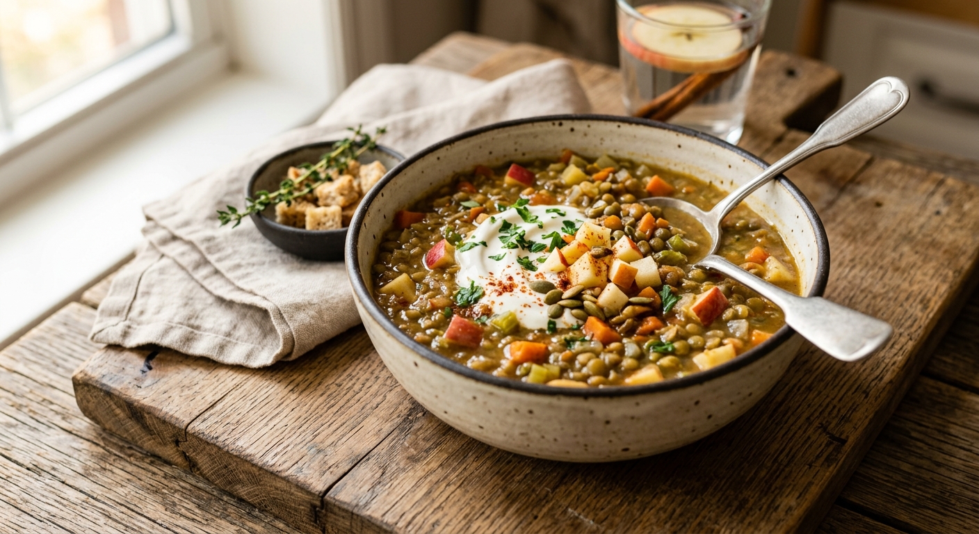 Canadian Spiced Lentil and Apple Soup — AI-generated headline for RecipeFiler