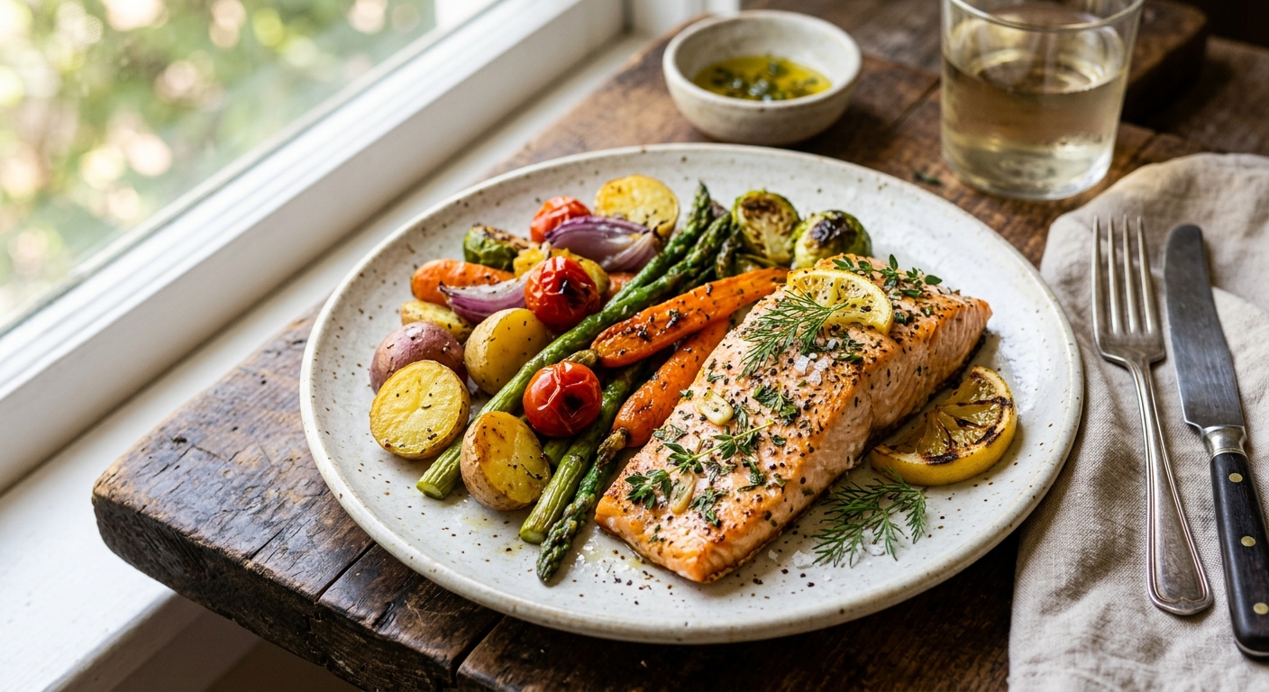Baked Lemon and Herb Salmon with Roasted Vegetables — AI-generated headline for RecipeFiler