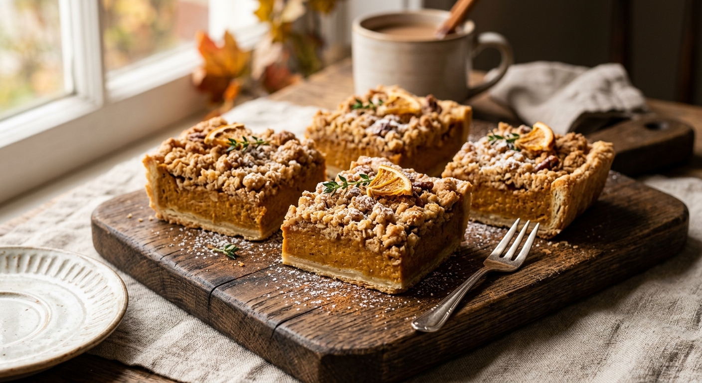 American Pumpkin Pie Squares with Oat Crumble — recipe by RecipeFiler