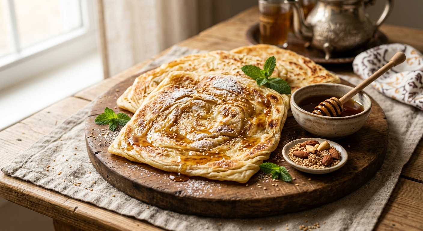 Msemen — Moroccan Folded Flatbread — AI-generated headline for RecipeFiler