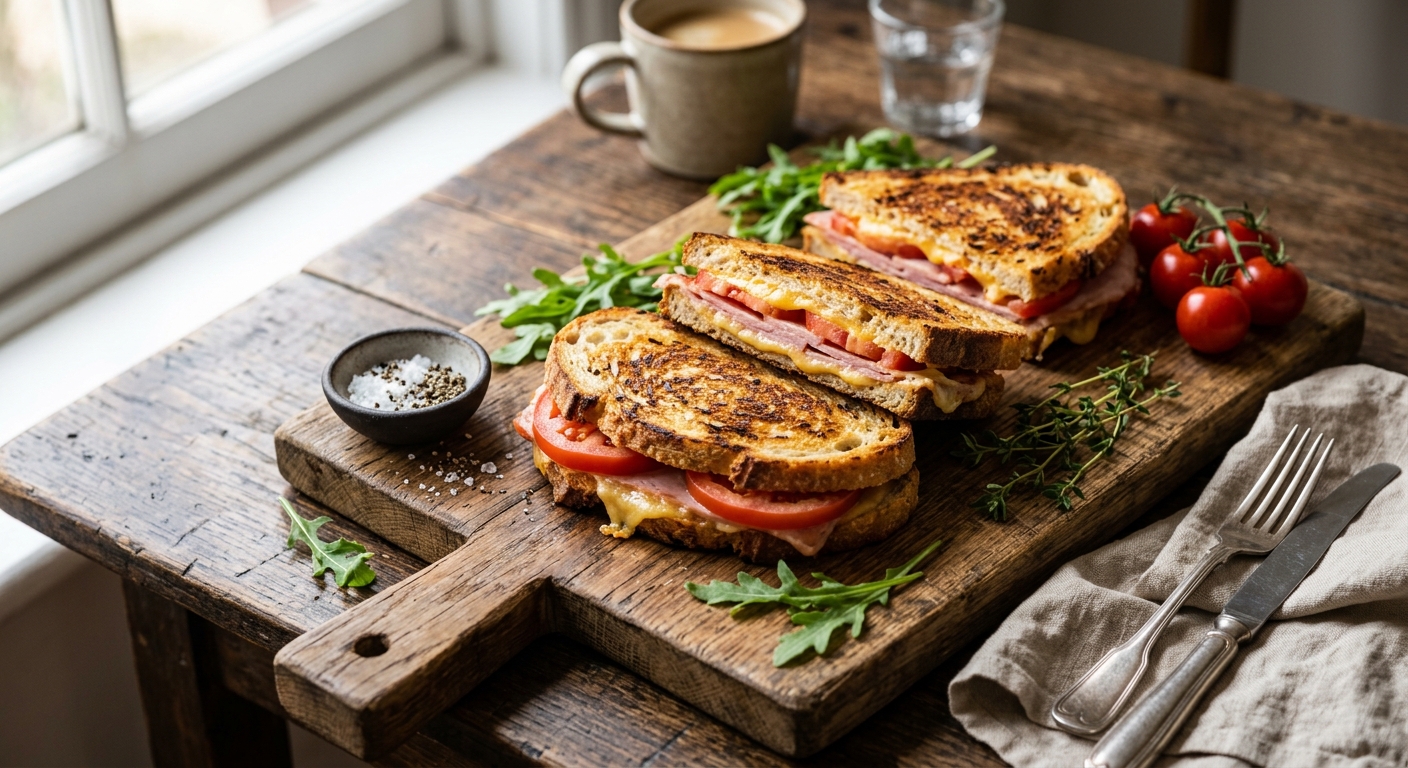 Ham, Cheese and Tomato Toasted Sandwiches — recipe by RecipeFiler