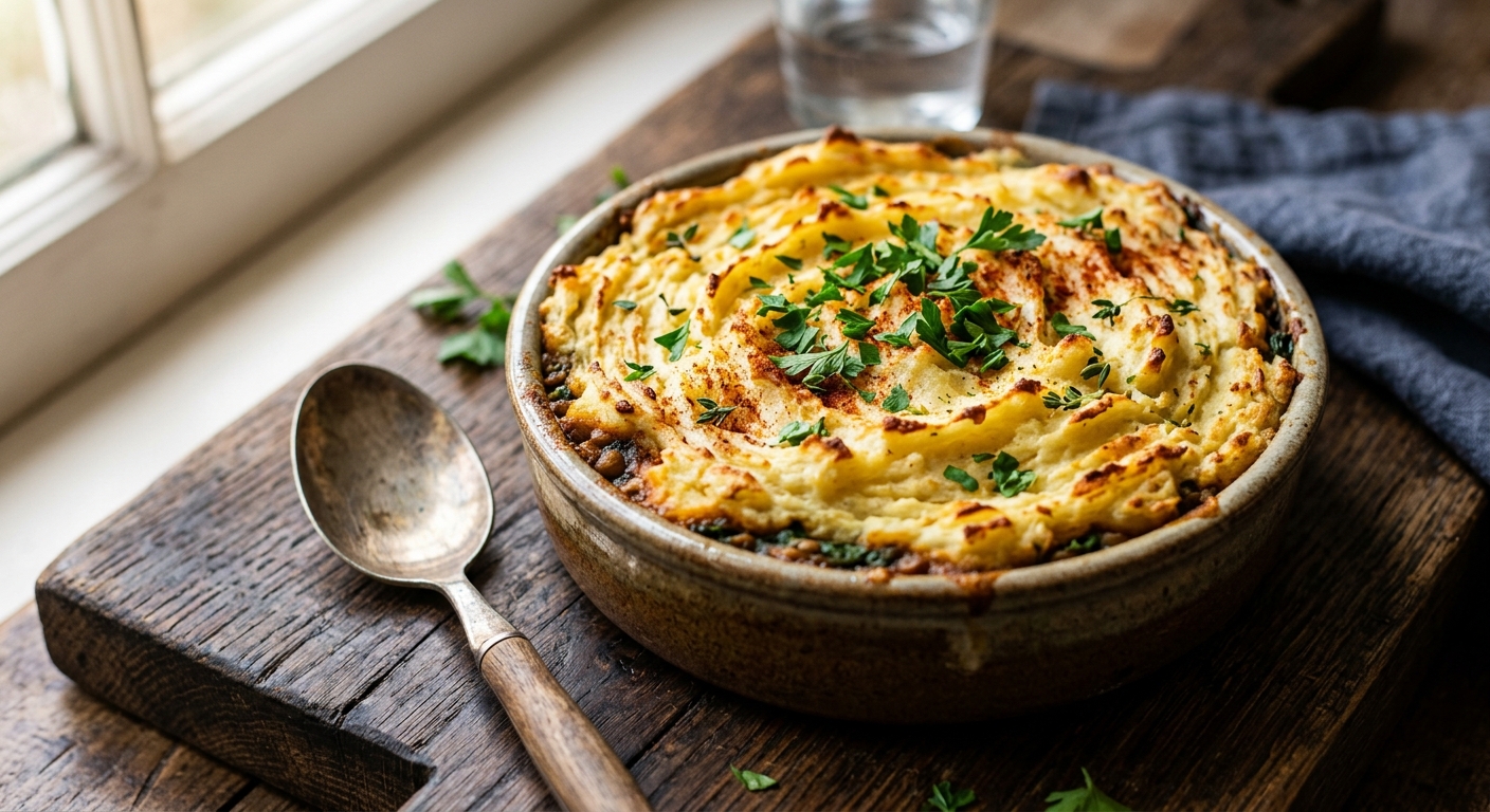 Spiced Lentil and Spinach Shepherd's Pie — recipe by RecipeFiler