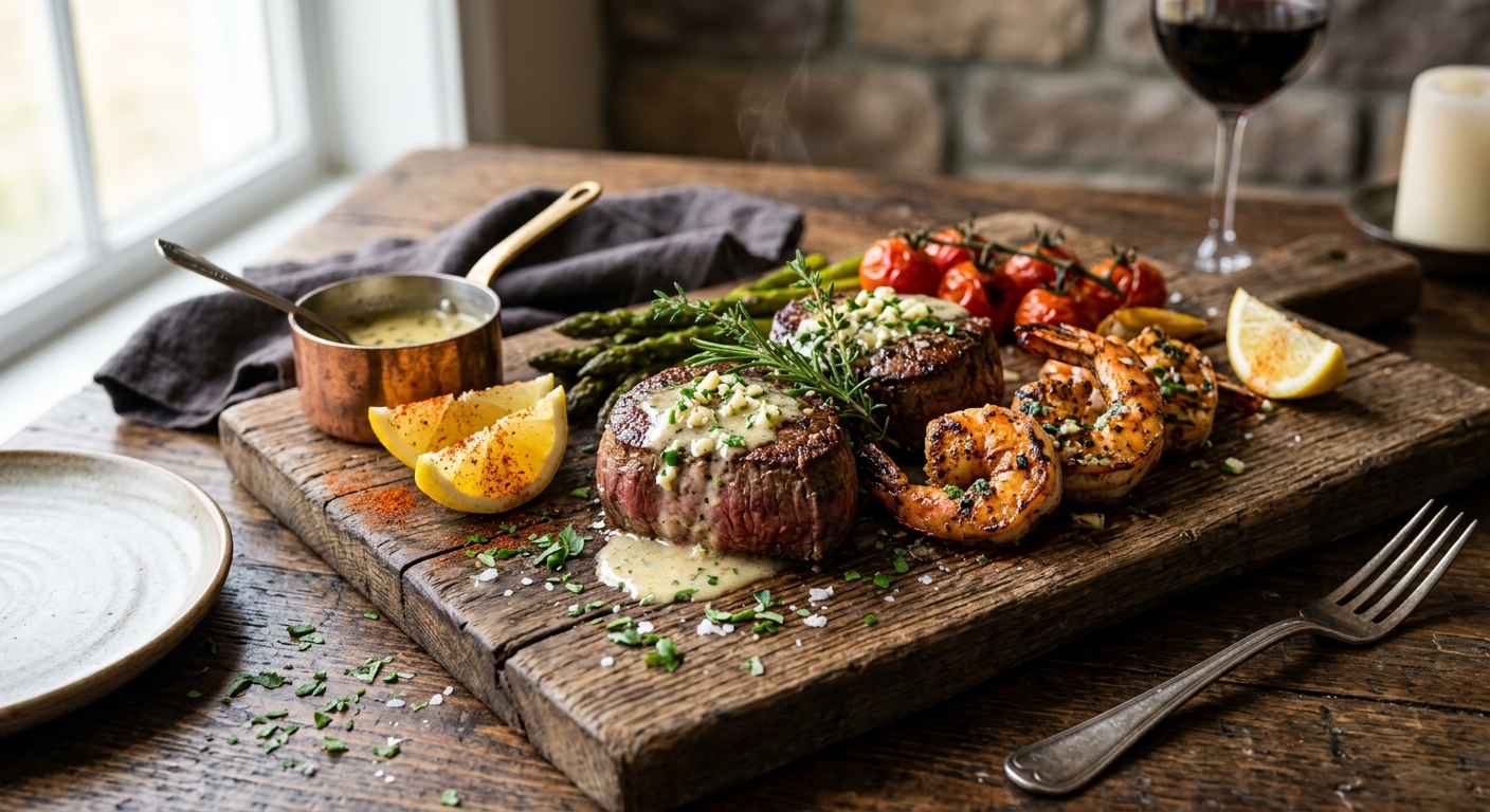 Creamy Garlic Butter Surf & Turf (Filet Mignon with Jumbo Shrimp) — recipe by Instagram