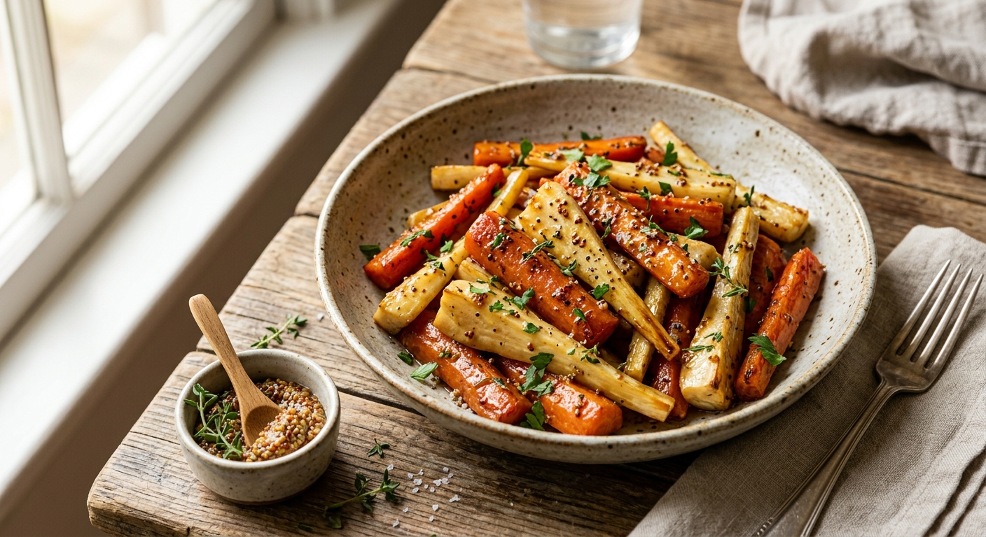 Honey Mustard Glazed Carrots and Parsnips — AI-generated headline for RecipeFiler