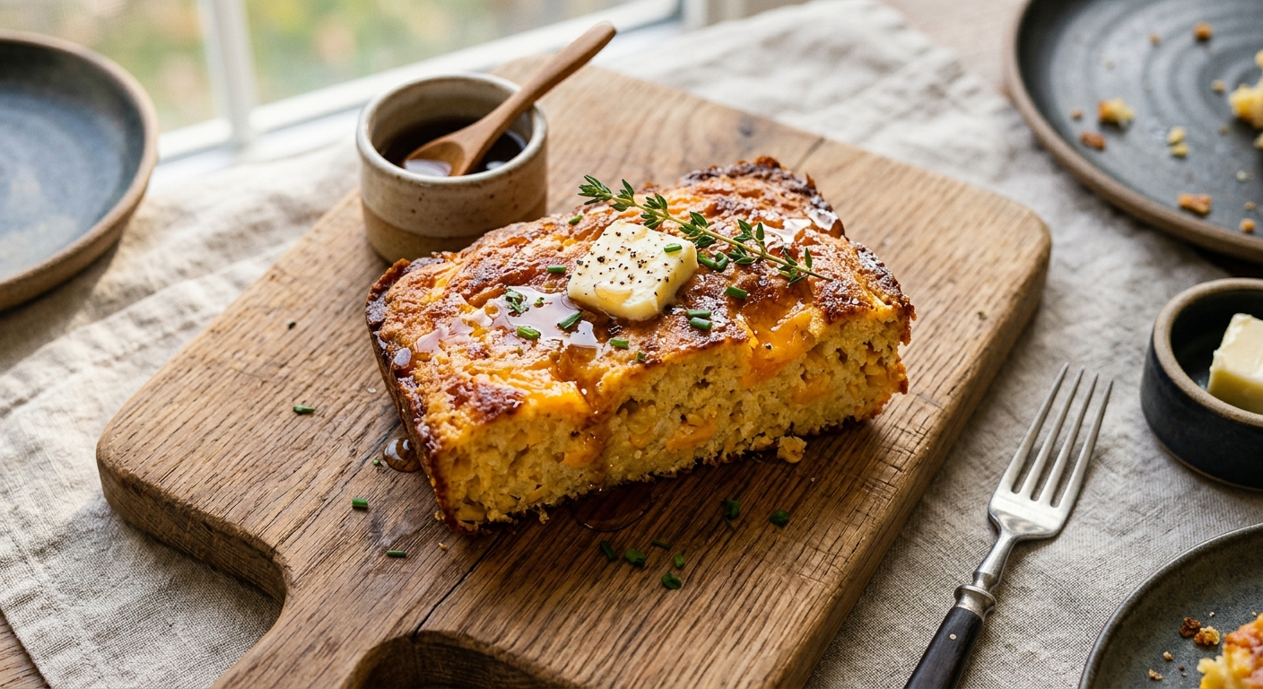 Canadian Maple Cornbread with Cheddar — recipe by RecipeFiler