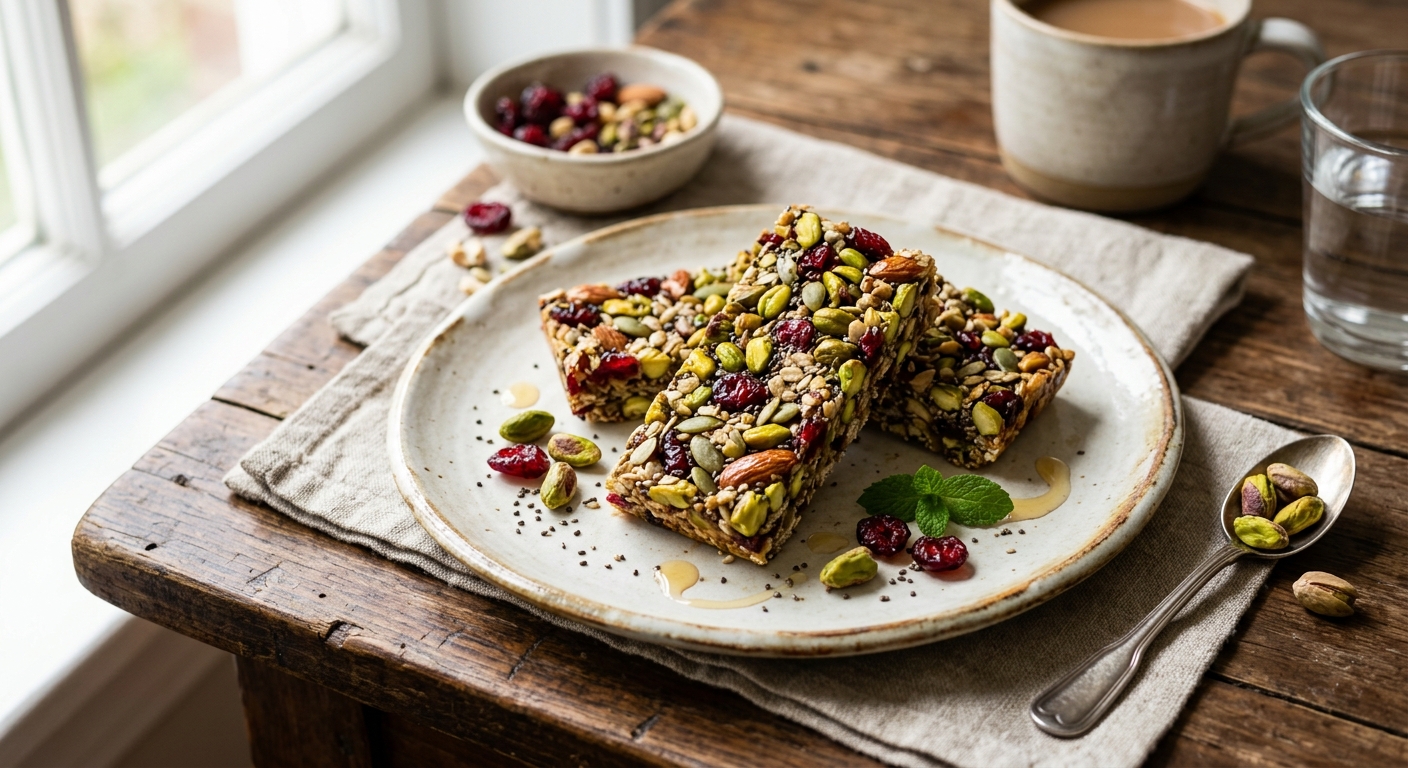 Mediterranean Pistachio Cranberry Chia Bars — AI-generated headline for Instagram