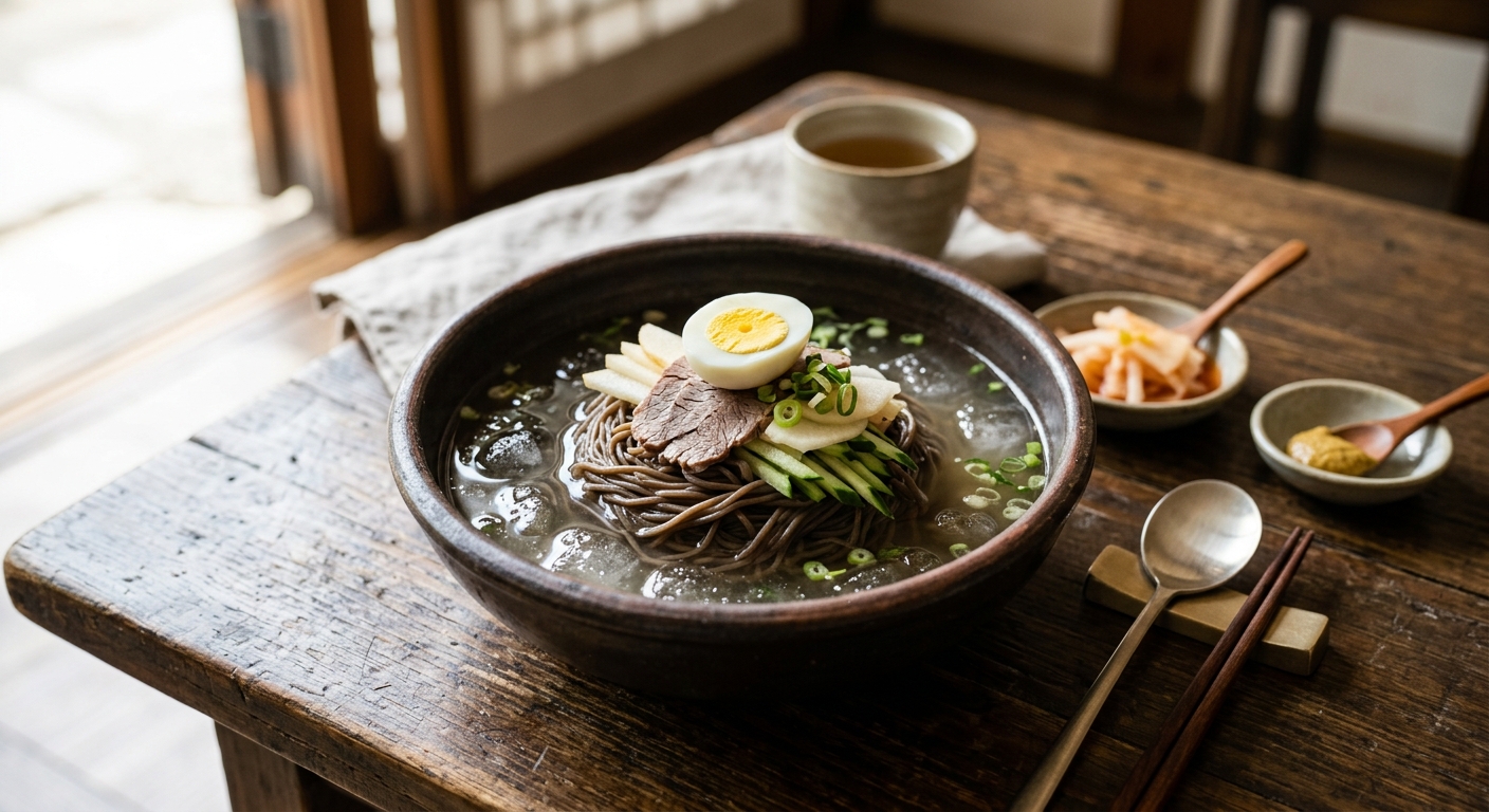 Pyongyang-Style Cold Noodles — Naengmyeon — AI-generated headline for RecipeFiler