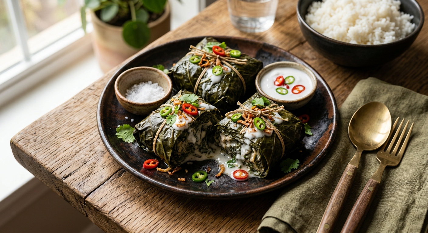Palusami — Coconut Cream and Taro Leaf Parcels — AI-generated headline for RecipeFiler