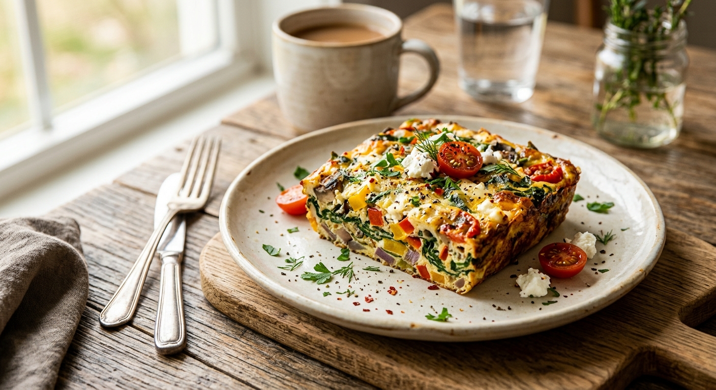 Vegetable & Spinach Breakfast Bake — AI-generated headline for Instagram
