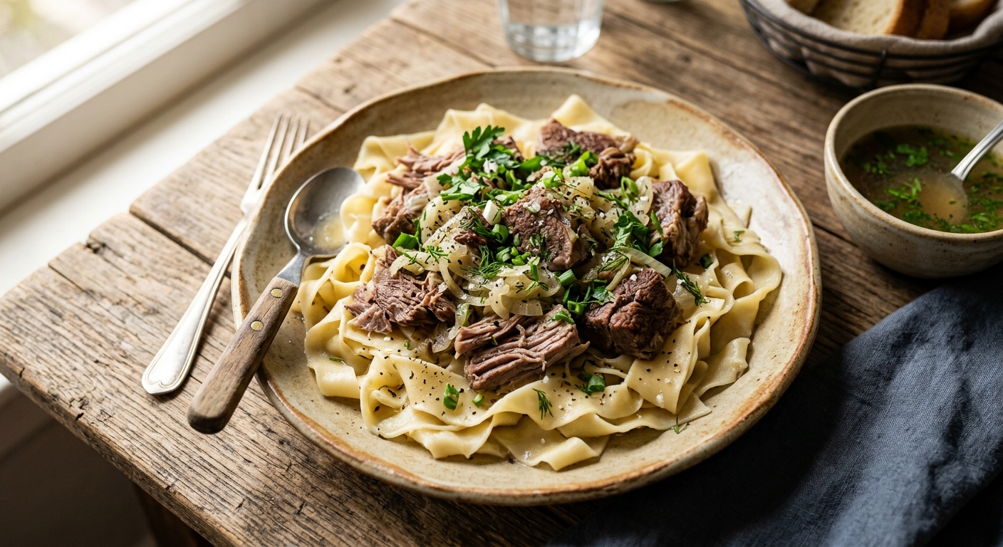 Beshbarmak with Lamb — AI-generated headline for RecipeFiler