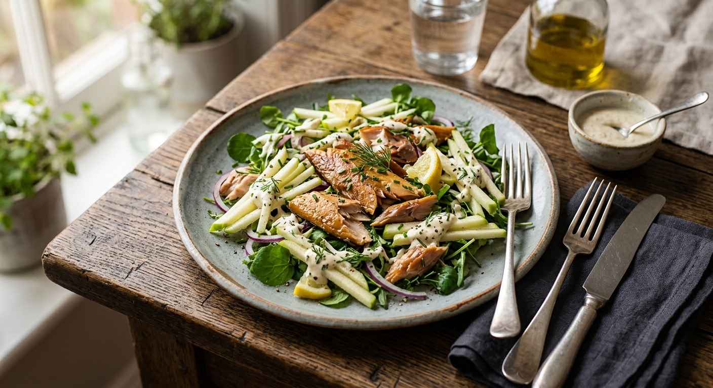 Irish Smoked Mackerel and Apple Salad with Horseradish Dressing — recipe by RecipeFiler