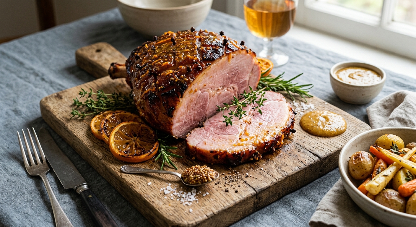 Baked Ham with Mustard and Marmalade Glaze — AI-generated headline for RecipeFiler