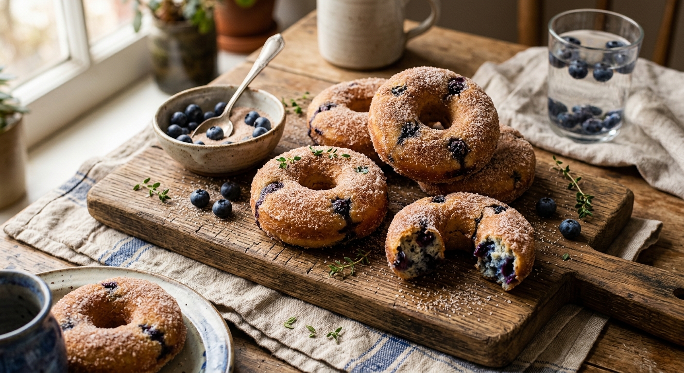 American Baked Blueberry Doughnuts with Cinnamon Sugar — recipe by RecipeFiler