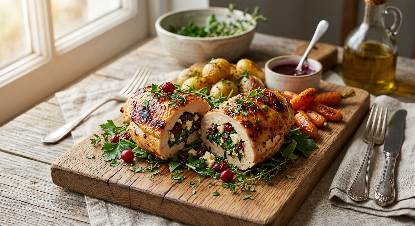 Cranberry & Spinach Stuffed Chicken Breasts — AI-generated headline for Instagram