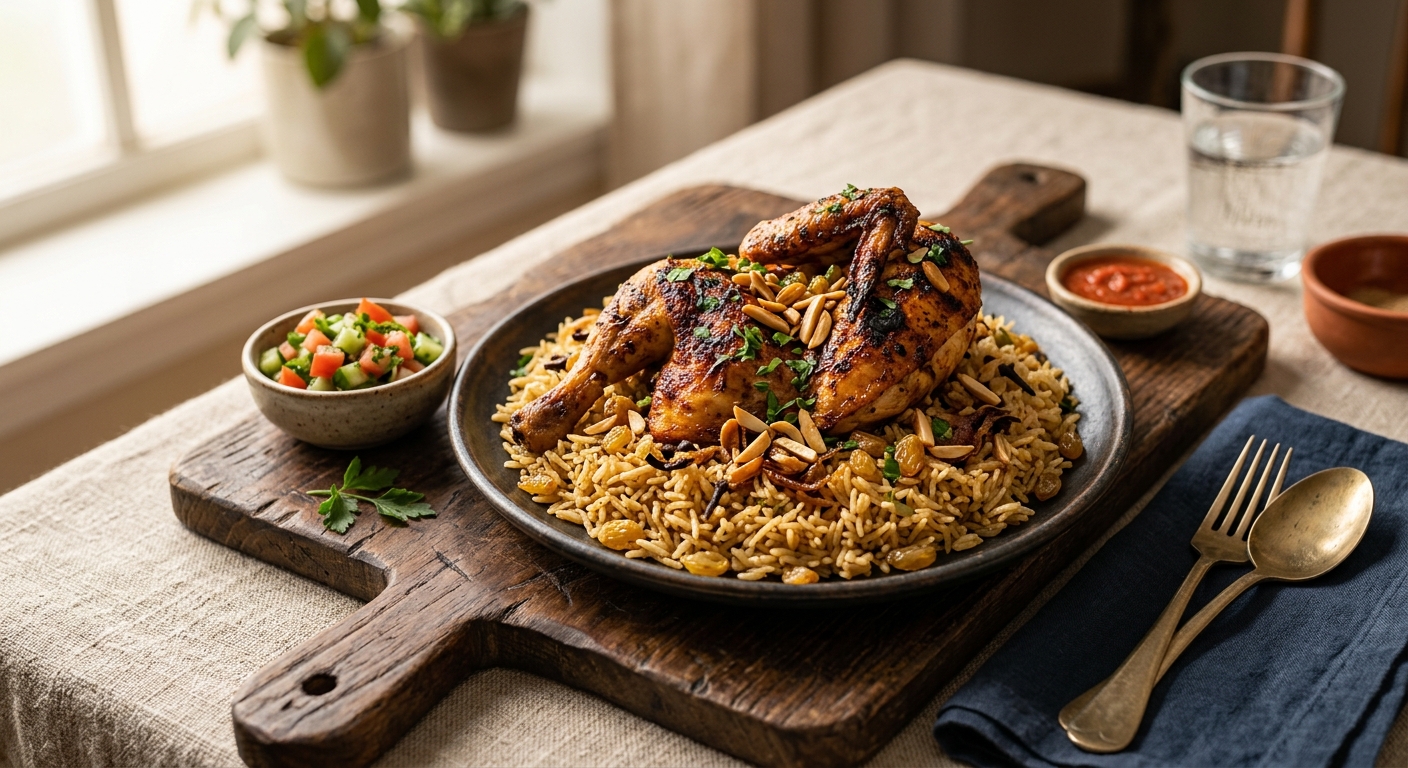Kabsa — Saudi Arabian Spiced Rice with Chicken — AI-generated headline for RecipeFiler