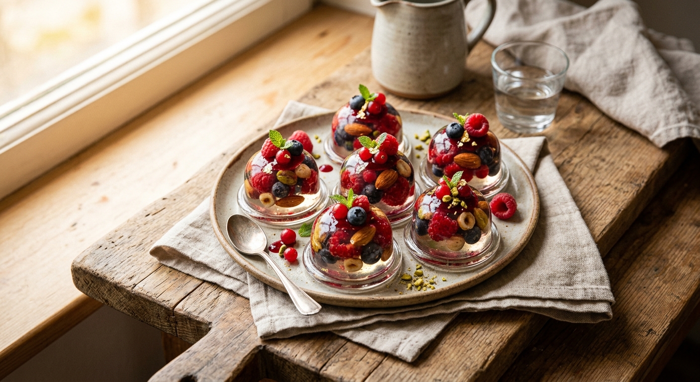 Glass Jelly Berry And Nuts — AI-generated headline for Instagram