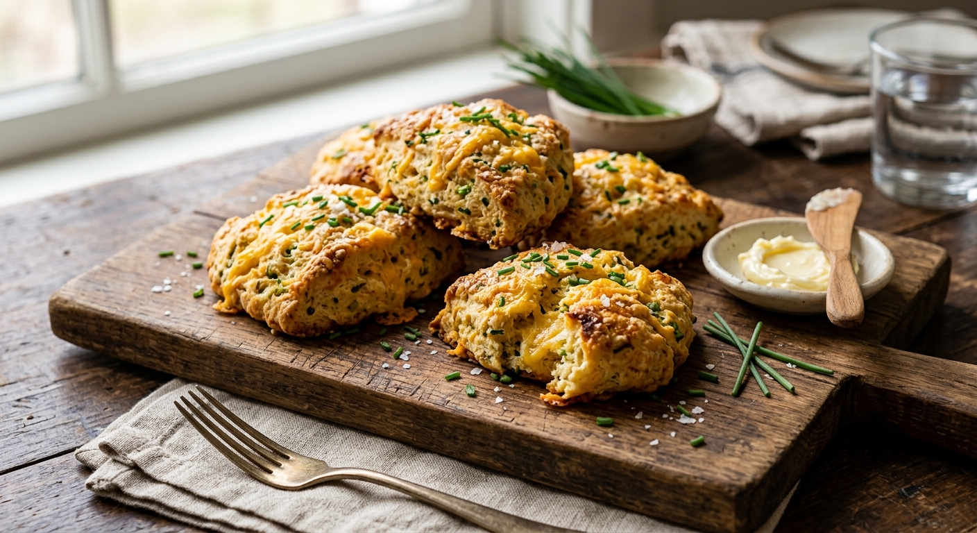Cheesy Herb Scones with Cheddar and Chives — recipe by RecipeFiler