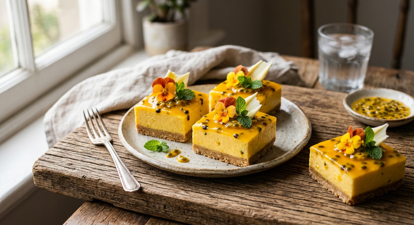 Passion Fruit Square Desserts — AI-generated headline for Instagram